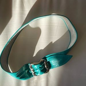 Vintage Teal Green Blue Soft Leather Belt by The Leather Shop